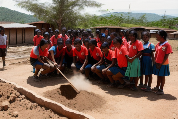 Missionaries building a school in a remote village