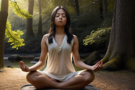 Person meditating in a natural landscape